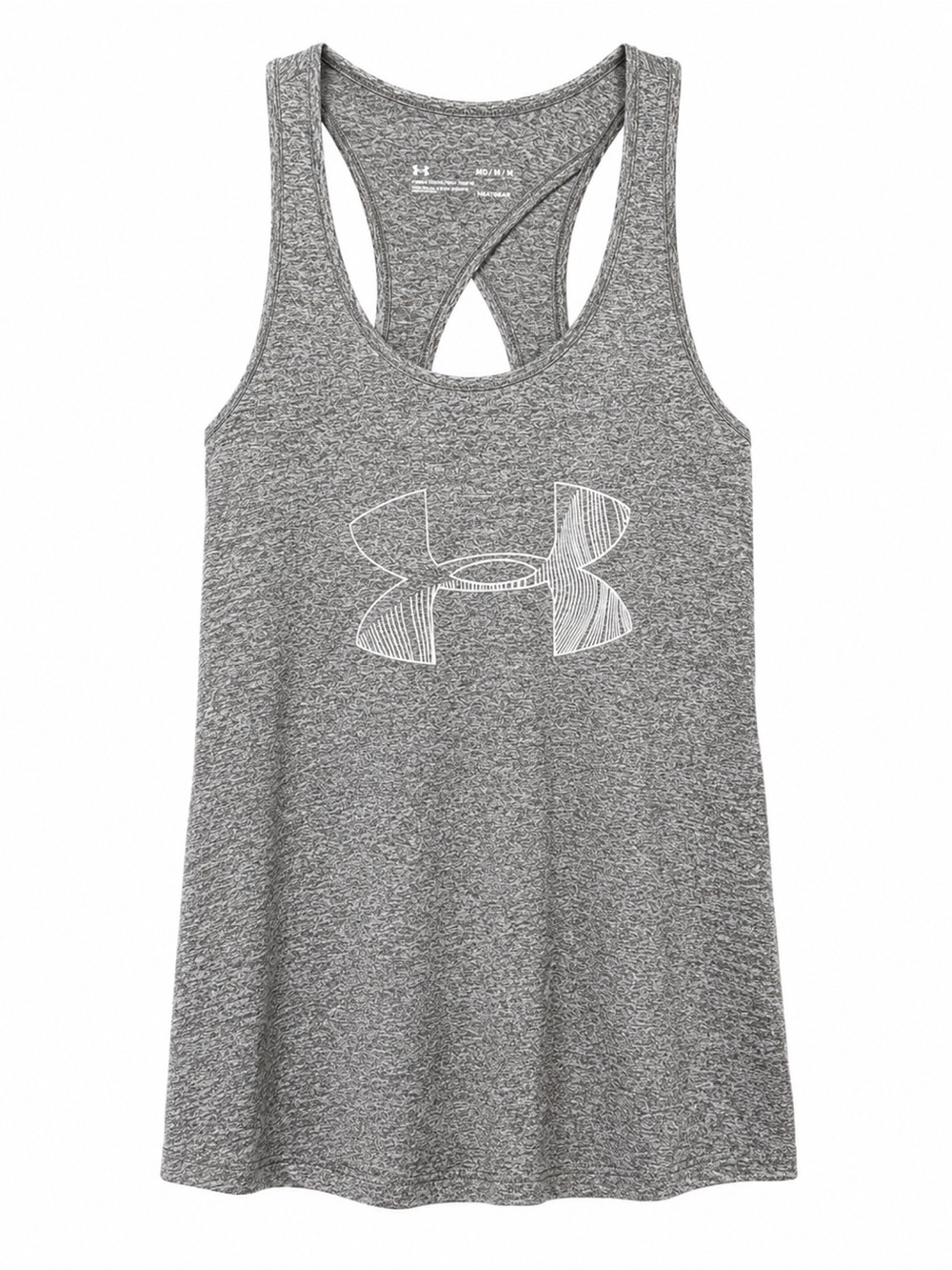Under Armour Heather Gray Racerback Tank with White Logo